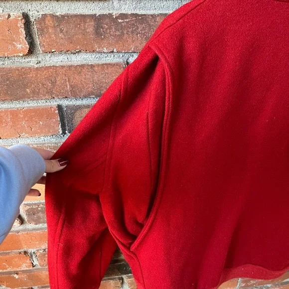 Vintage English Squire Red Wool Bomber Jacket Size 40 - Picture 8 of 8